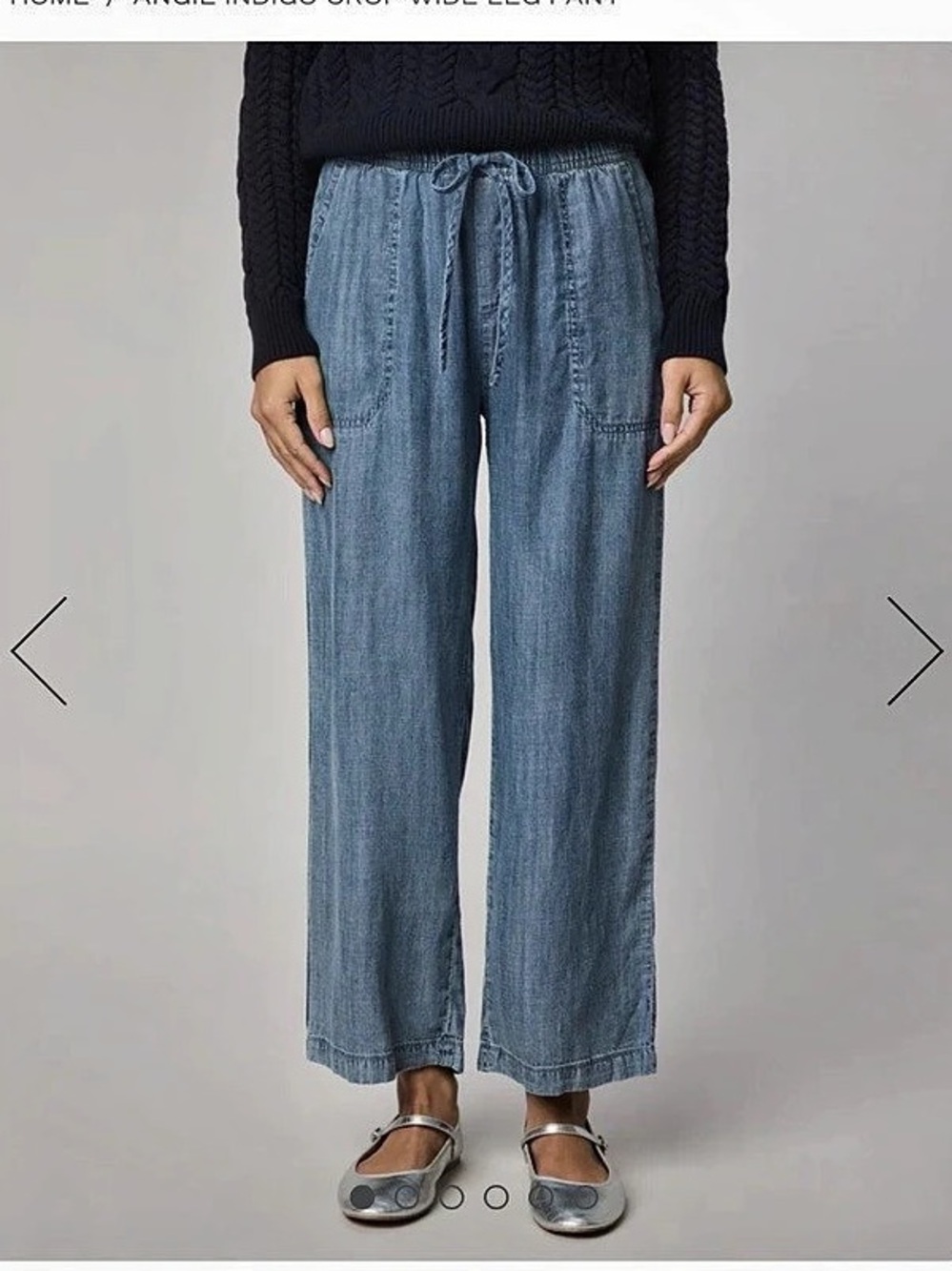 Splendid Angie Indigo Crop Wide Leg Pant, Size Small